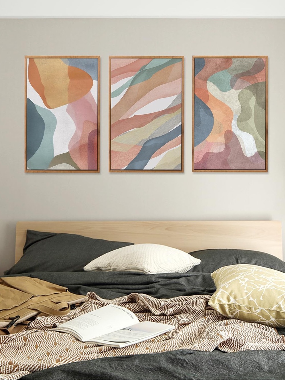 - CHDITB Framed Canvas Wall Art 3-Piece 16x24 Inch Multicolor modern